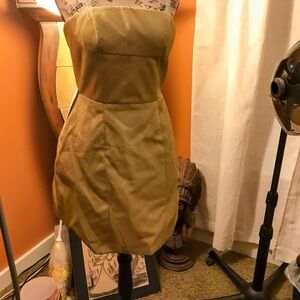 Elegant Gold Strapless Dress